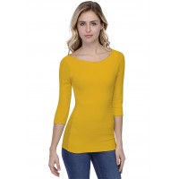 T-shirt col bateau doublé devant manches 3-4 en modal DORIS04