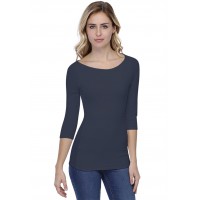 T-shirt col bateau doublé devant manches 3-4 en modal DORIS04