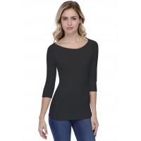 T-shirt col bateau doublé devant manches 3-4 en modal DORIS04