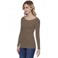 T-shirt col bateau doublé devant manches longues en modal DORIS05