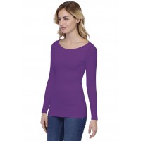 T-shirt col bateau doublé devant manches longues en modal DORIS05