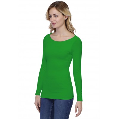 T-shirt col bateau doublé devant manches longues en modal DORIS05