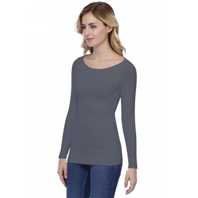 T-shirt col bateau doublé devant manches longues en modal DORIS05