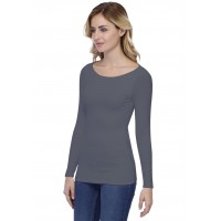 T-shirt col bateau doublé devant manches longues en modal DORIS05