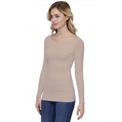 T-shirt col bateau doublé devant manches longues en modal DORIS05