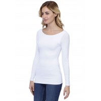 T-shirt col bateau doublé devant manches longues en modal DORIS05