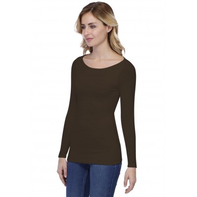 T-shirt col bateau doublé devant manches longues en modal DORIS05