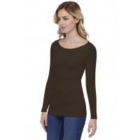 T-shirt col bateau doublé devant manches longues en modal DORIS05