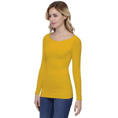 T-shirt col bateau doublé devant manches longues en modal DORIS05