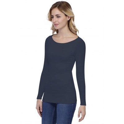 T-shirt col bateau doublé devant manches longues en modal DORIS05