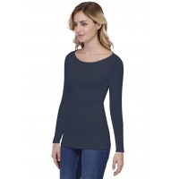 T-shirt col bateau doublé devant manches longues en modal DORIS05