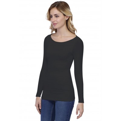 T-shirt col bateau doublé devant manches longues en modal DORIS05