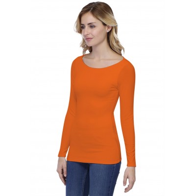 T-shirt col bateau doublé devant manches longues en modal DORIS05
