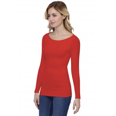 T-shirt col bateau doublé devant manches longues en modal DORIS05