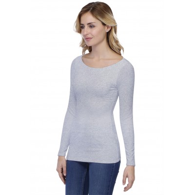 T-shirt col bateau doublé devant manches longues en modal DORIS05