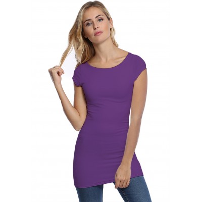 T-shirt long col bateau doublé devant en modal DORIS07