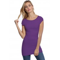 T-shirt long col bateau doublé devant en modal DORIS07