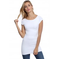 T-shirt long col bateau doublé devant en modal DORIS07