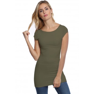 T-shirt long col bateau doublé devant en modal DORIS07