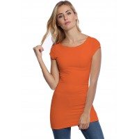 T-shirt long col bateau doublé devant en modal DORIS07