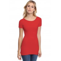 T-shirt long col bateau doublé devant manches courtes DORIS