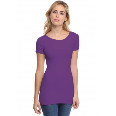 T-shirt long col bateau doublé devant manches courtes DORIS