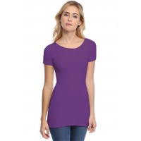 T-shirt long col bateau doublé devant manches courtes DORIS