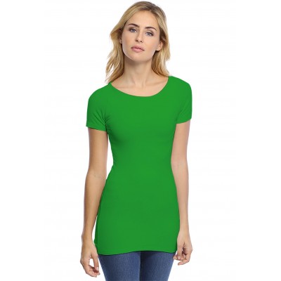 T-shirt long col bateau doublé devant manches courtes DORIS