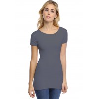 T-shirt long col bateau doublé devant manches courtes DORIS