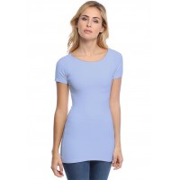 T-shirt long col bateau doublé devant manches courtes DORIS