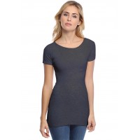 T-shirt long col bateau doublé devant manches courtes DORIS