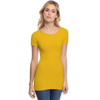 T-shirt long col bateau doublé devant manches courtes DORIS