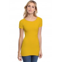 T-shirt long col bateau doublé devant manches courtes DORIS