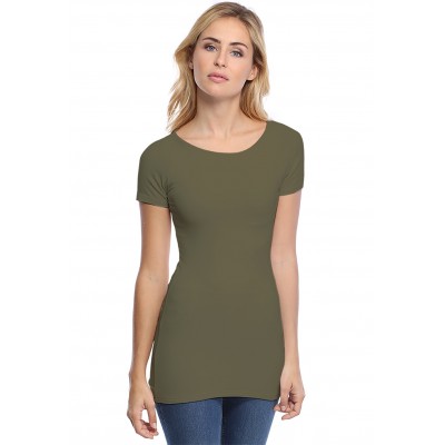 T-shirt long col bateau doublé devant manches courtes DORIS
