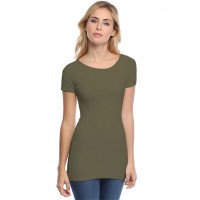 T-shirt long col bateau doublé devant manches courtes DORIS