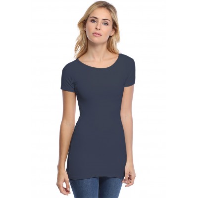 T-shirt long col bateau doublé devant manches courtes DORIS
