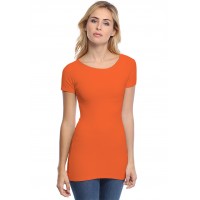 T-shirt long col bateau doublé devant manches courtes DORIS