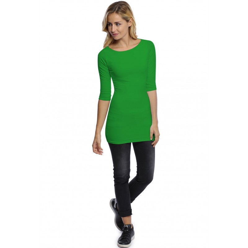 T-shirt long col bateau doublé devant manches 3-4 DORIS T-shirt long col bateau doublé devant manches 3-4 DORIS