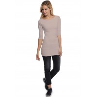 T-shirt long col bateau doublé devant manches 3-4 DORIS