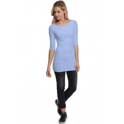 T-shirt long col bateau doublé devant manches 3-4 DORIS