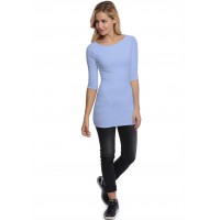 T-shirt long col bateau doublé devant manches 3-4 DORIS