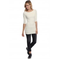 T-shirt long col bateau doublé devant manches 3-4 DORIS