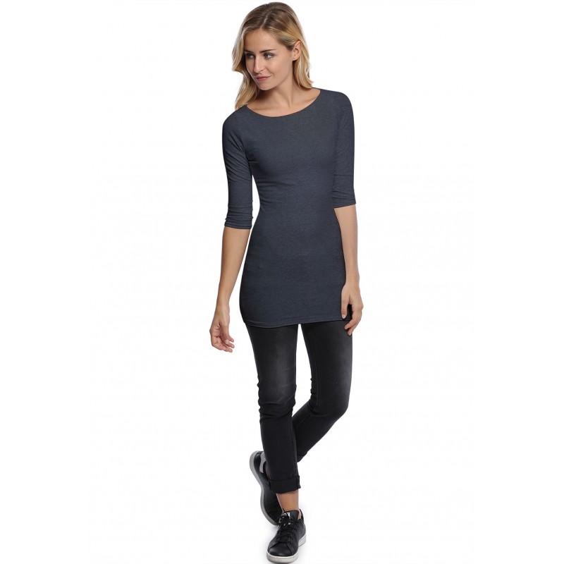 T-shirt long col bateau doublé devant manches 3-4 DORIS T-shirt long col bateau doublé devant manches 3-4 DORIS