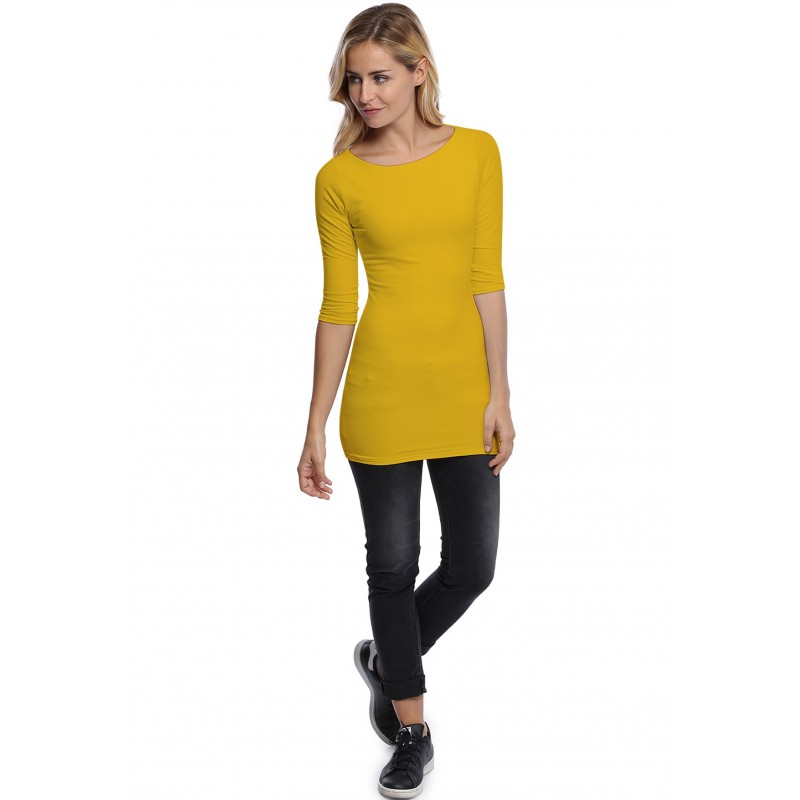 T-shirt long col bateau doublé devant manches 3-4 DORIS T-shirt long col bateau doublé devant manches 3-4 DORIS