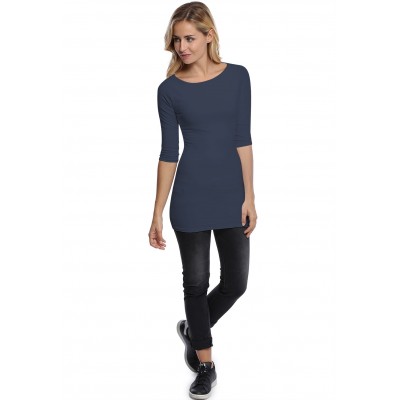 T-shirt long col bateau doublé devant manches 3-4 DORIS
