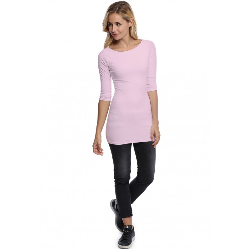 T-shirt long col bateau doublé devant manches 3-4 DORIS T-shirt long col bateau doublé devant manches 3-4 DORIS