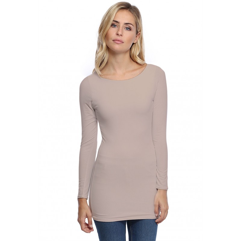 T-shirt long col bateau doublé devant DORIS T-shirt long col bateau doublé devant DORIS