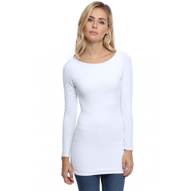 T-shirt long col bateau doublé devant DORIS T-shirt long col bateau doublé devant DORIS