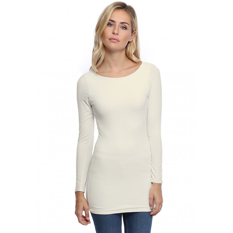 T-shirt long col bateau doublé devant DORIS T-shirt long col bateau doublé devant DORIS