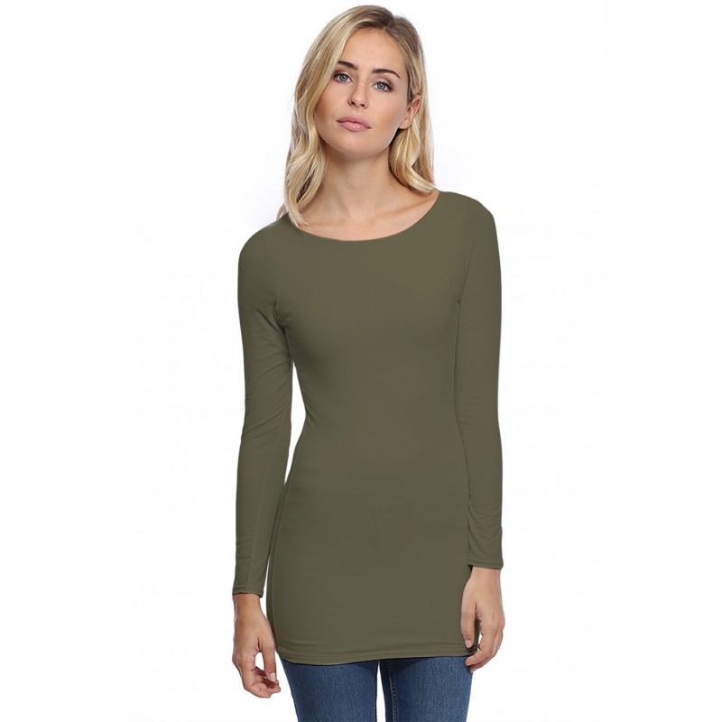 T-shirt long col bateau doublé devant DORIS T-shirt long col bateau doublé devant DORIS